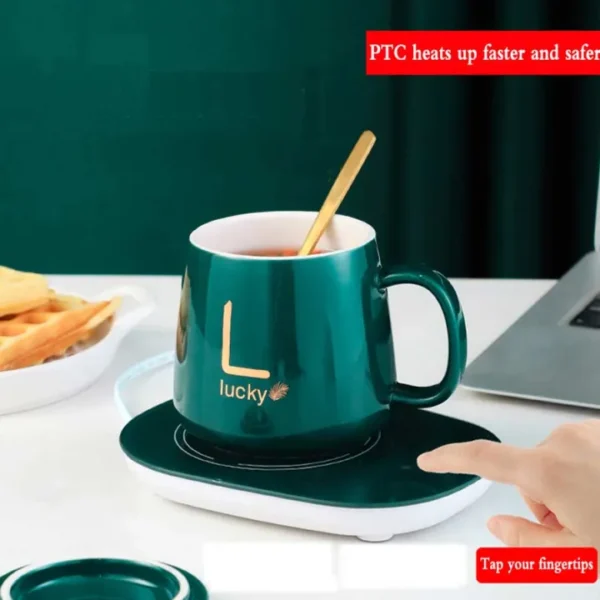 Coffee Cup Mug With Heating Pad Set - Image 2
