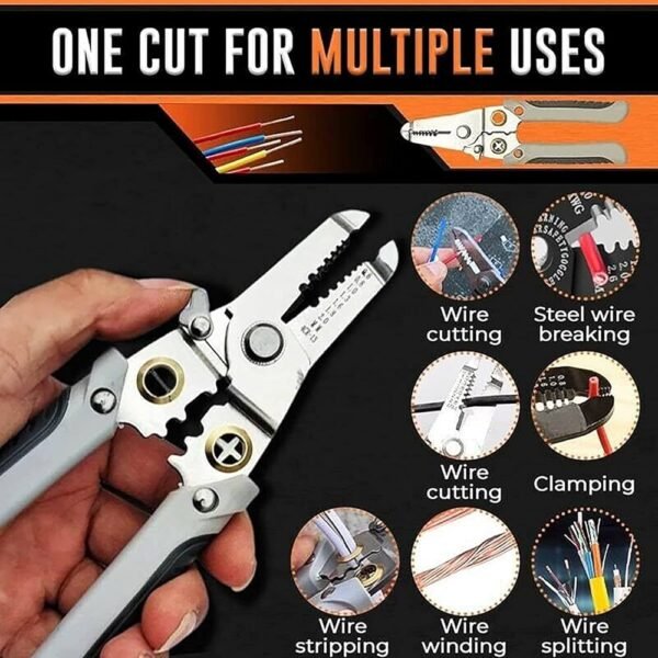 Crimper Cable Cutter Adjustable Automatic Wire Stripper Multifunctional Stripping Crimping Pliers - Image 3