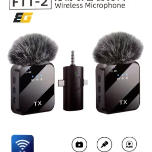 F11-2 Wireless Collar Microphone with 99% Noise Cancellation for iPhone, Android & Type-C Devices